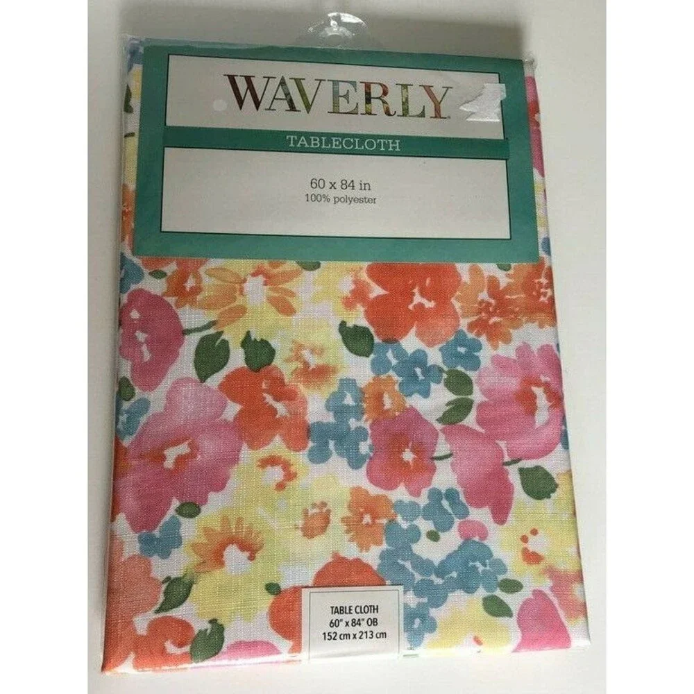 Waverly Fabric Tablecloth Shi Shi Spring Summer Floral 60x84 Oblong Easy Care